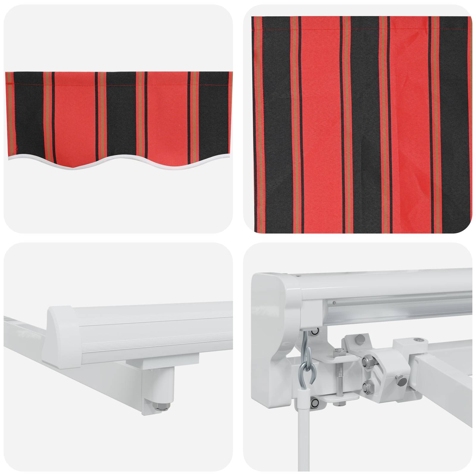 Manuell einziehbare Markise Orange, Schwarz und Gelb 3 x 2,5 m