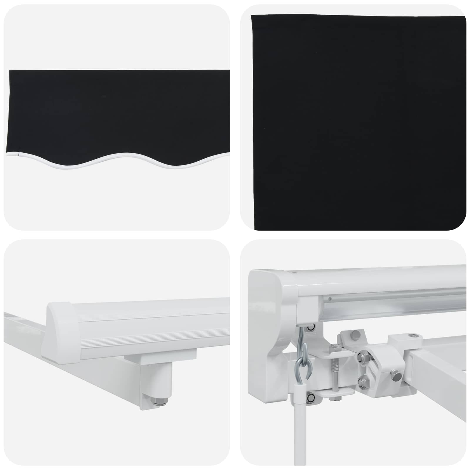 Manuell einziehbare Markise Schwarz 3 x 2,5 m