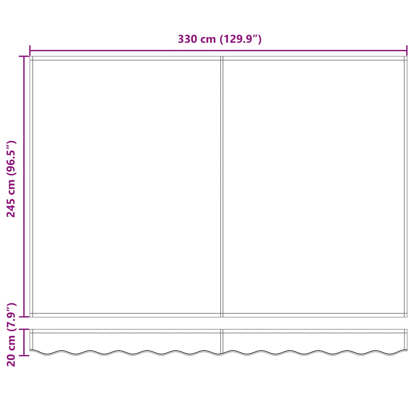 Manuell einziehbare Markise Grün und Weiß 3,5 x 2,5 m