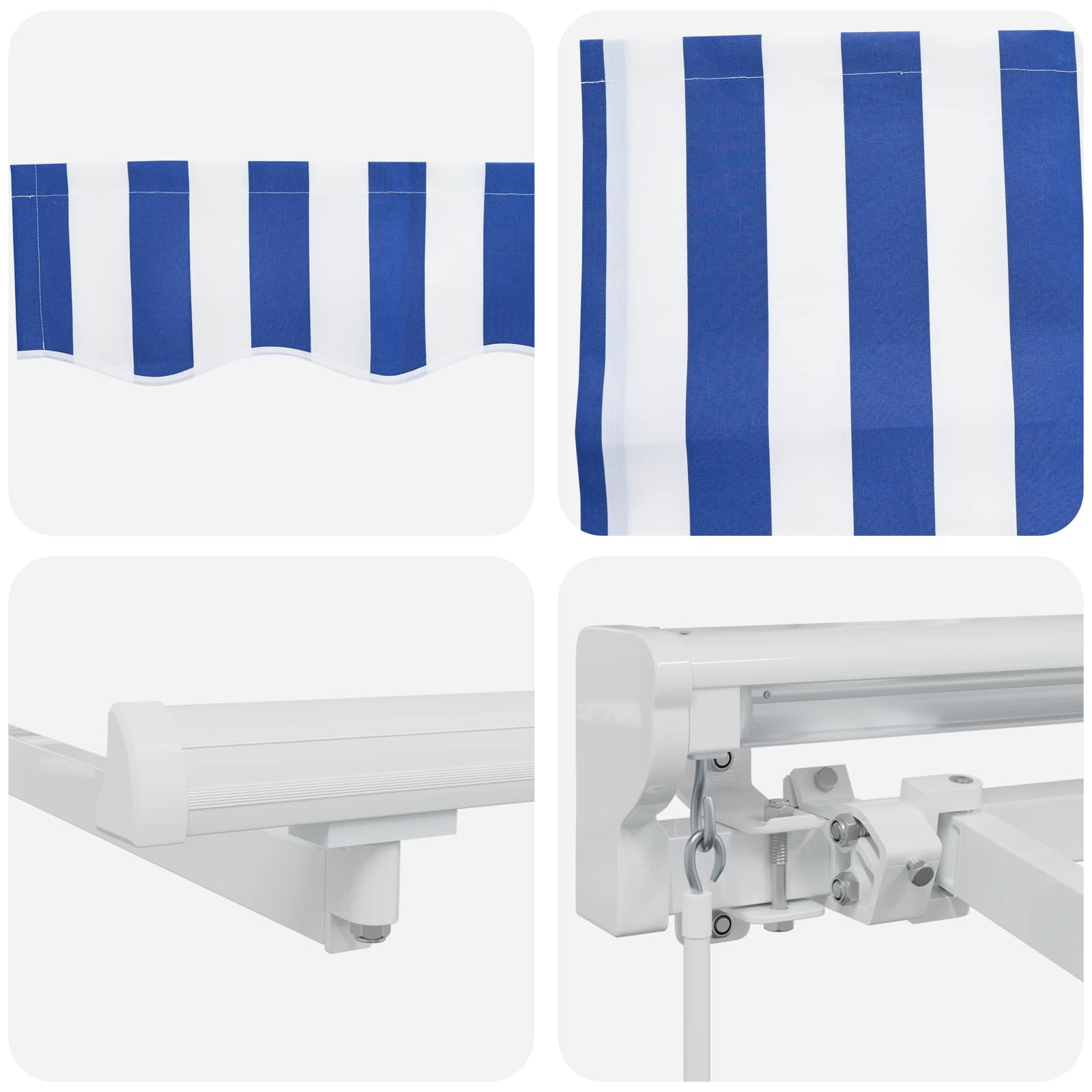 Manuell einziehbare Markise Blau und Weiß 4 × 3,5 m