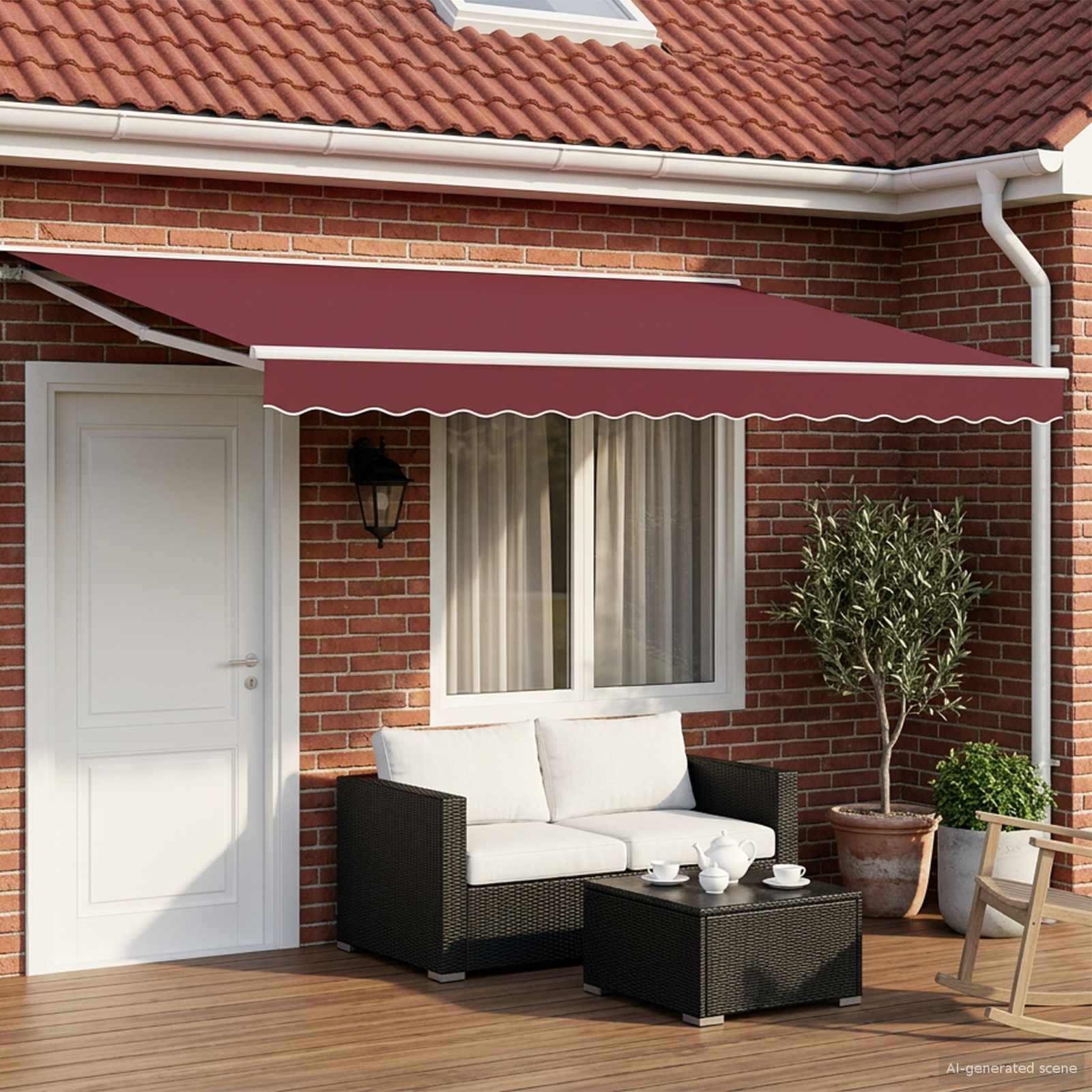 Manuell einziehbare Markise Bordeauxrot 4,5 x 3,5 m