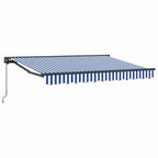 Manuell einziehbare Markise Blau und Weiß 3,5 x 2 m
