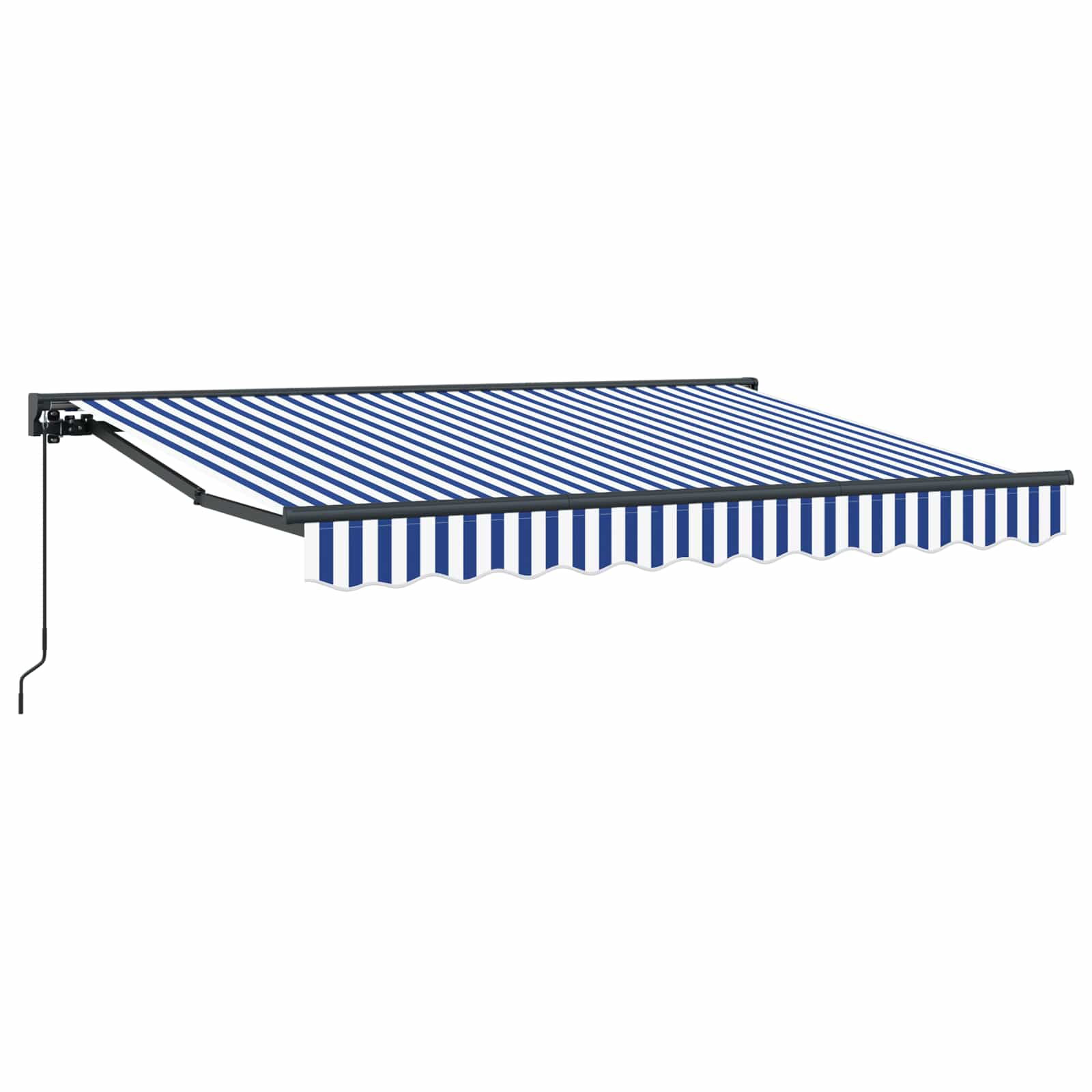Manuell einziehbare Markise Blau und Weiß 3,5 x 2 m