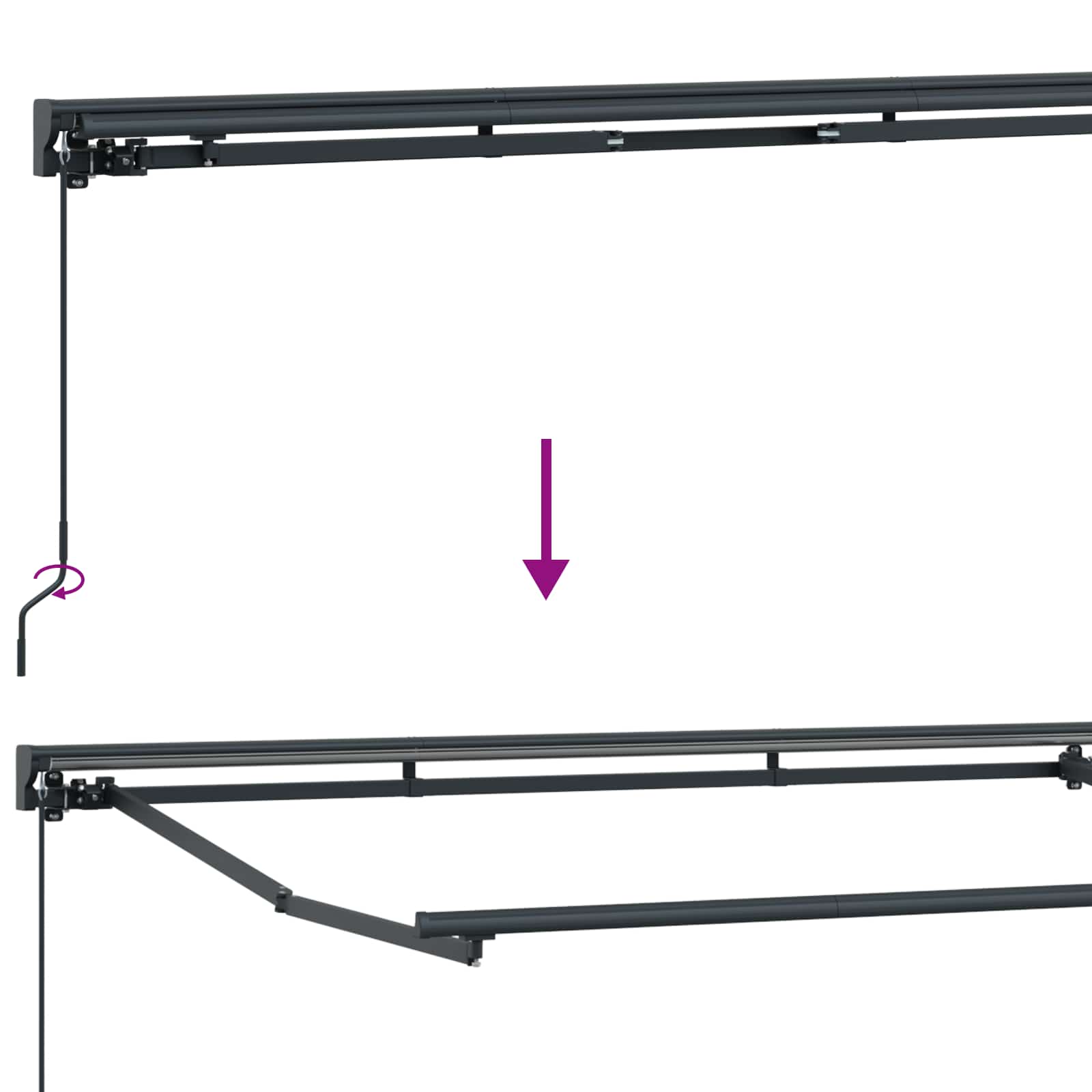 Manuell einziehbare Markise Blau und Weiß 4 x 2 m