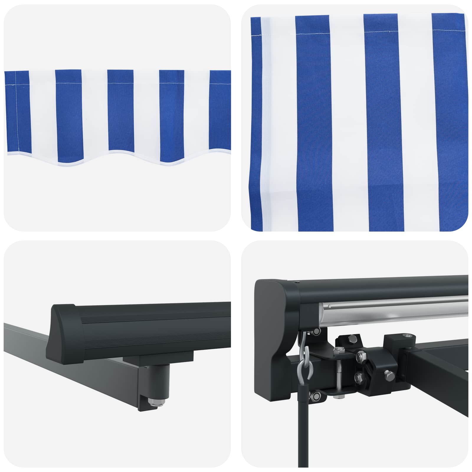 Manuell einziehbare Markise Blau und Weiß 4,5 x 3,5 m