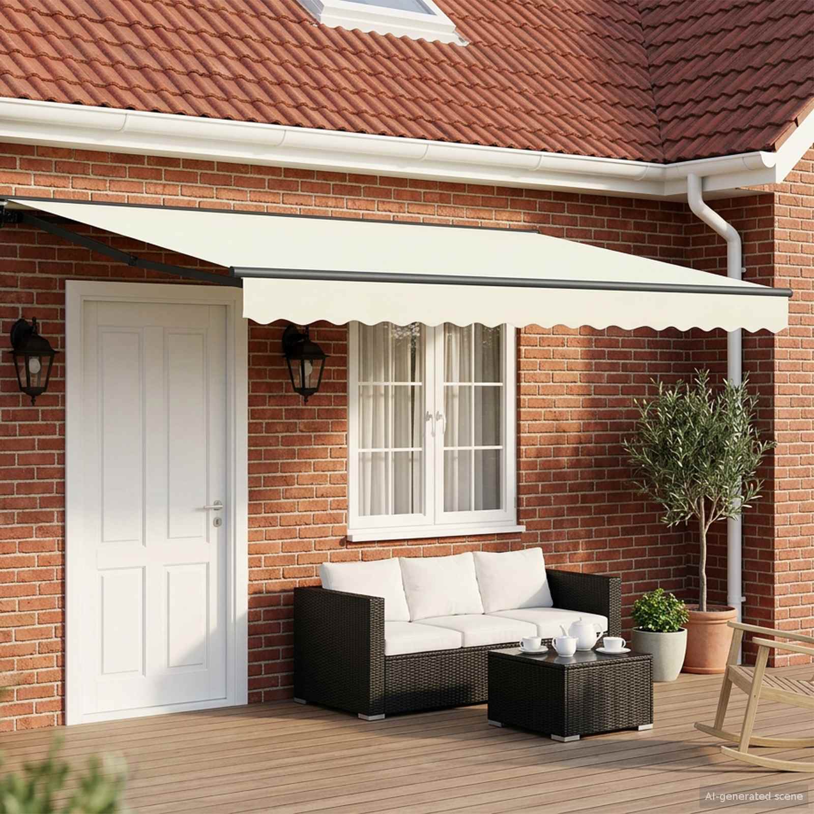 Manuell einziehbare Markise Creme 4,5 x 3,5 m