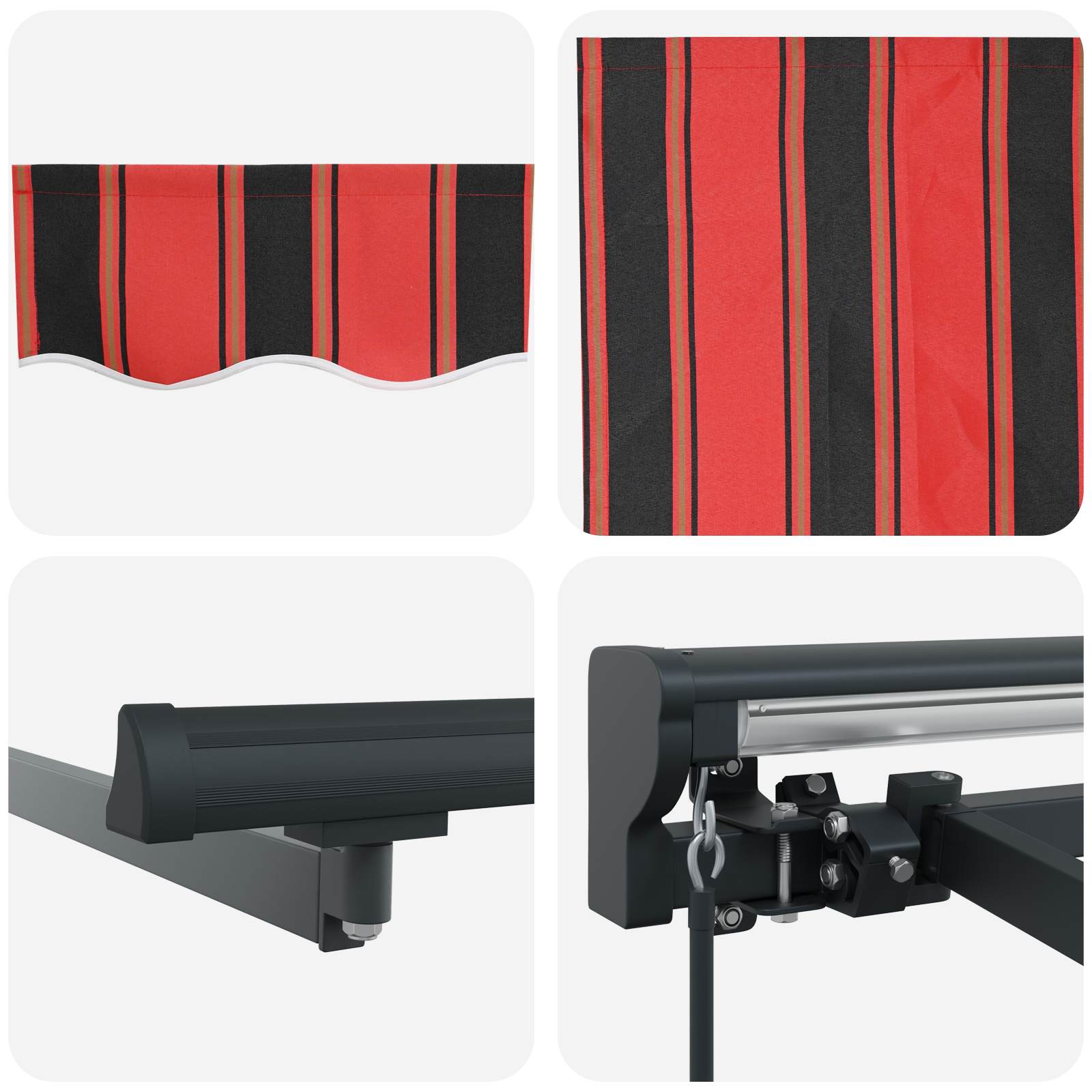 Manuell einziehbare Markise Orange, Schwarz und Gelb