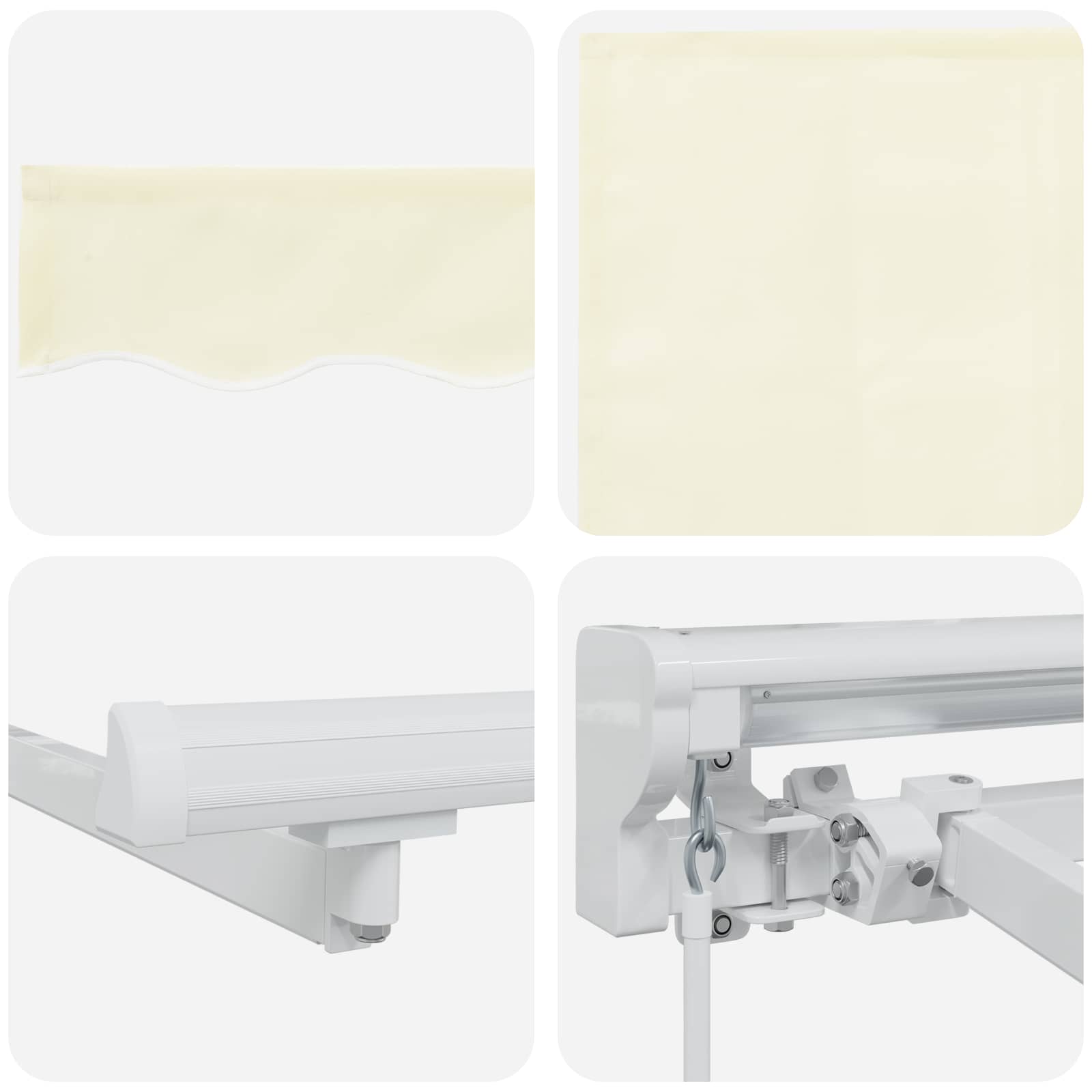 Manueller Markisenrahmen mit LEDs Creme und Weiß 4 x 2 m