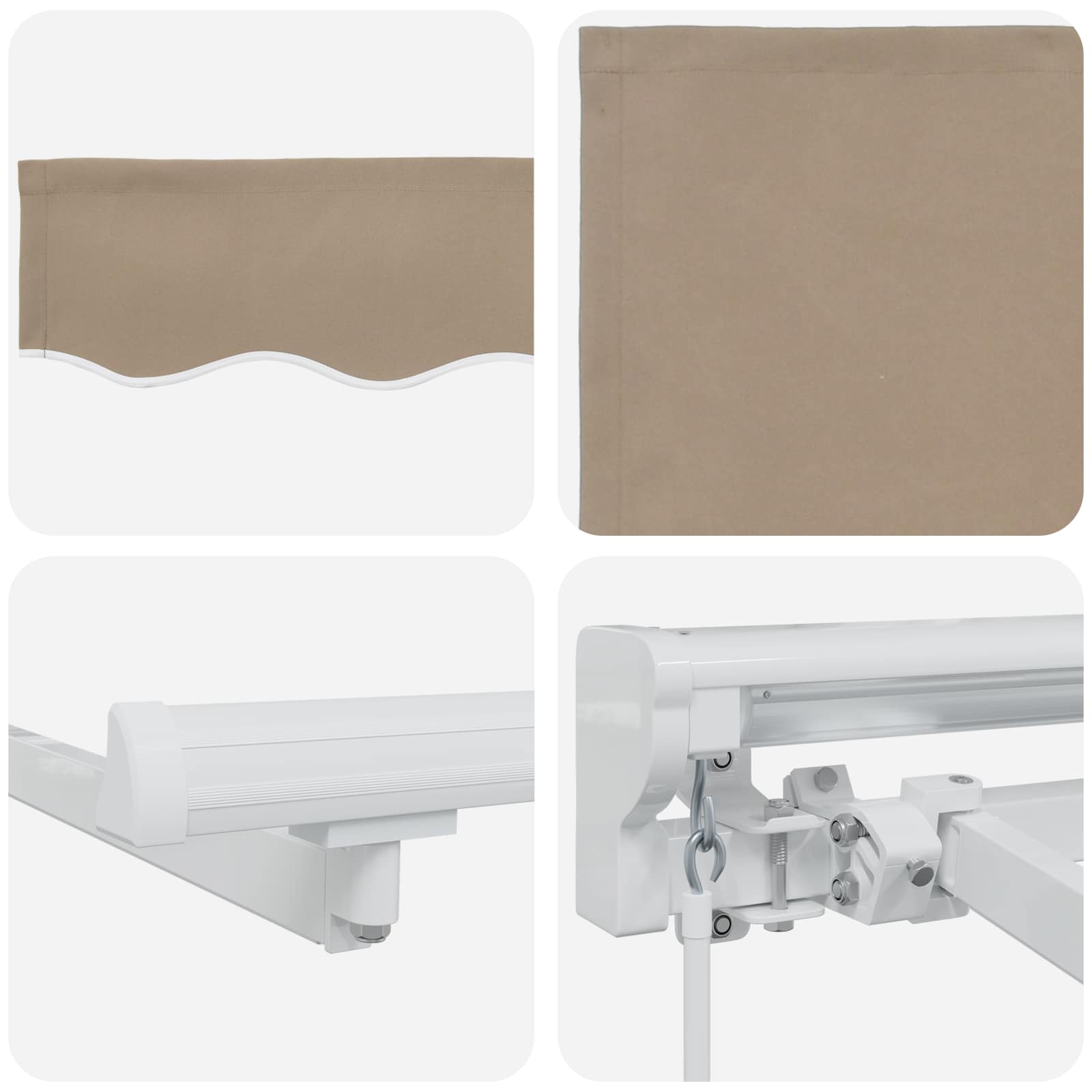 Manueller Markisenrahmen mit LEDs Beige und Weiß 4,5 × 3 m