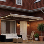 Manueller Markisenrahmen mit LEDs Beige und Weiß 4,5 × 3 m