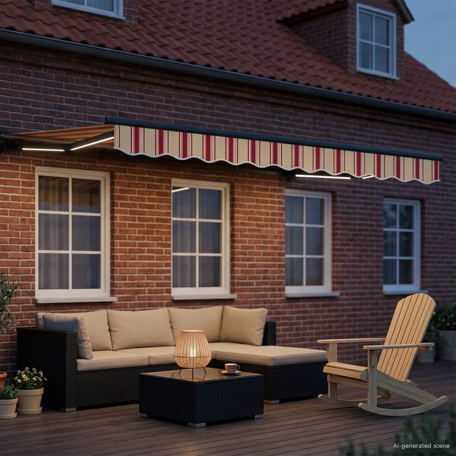 Manueller Markisenrahmen mit LEDs 3 x 2 m