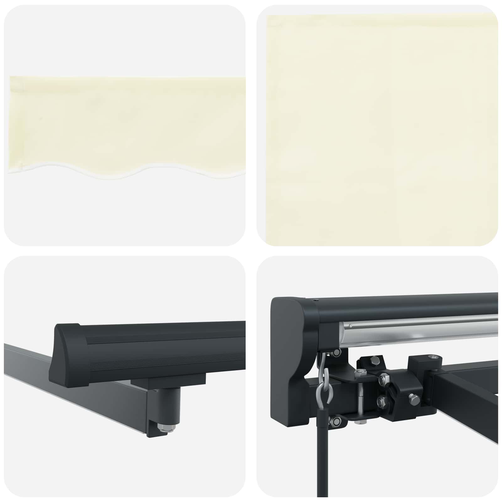 Manueller Markisenrahmen mit LEDs Creme und Anthrazit 3,5 x 2 m