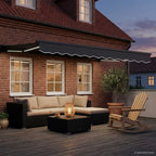 Manueller Markisenrahmen mit LEDs Anthrazit 3,5 x 2,5 m
