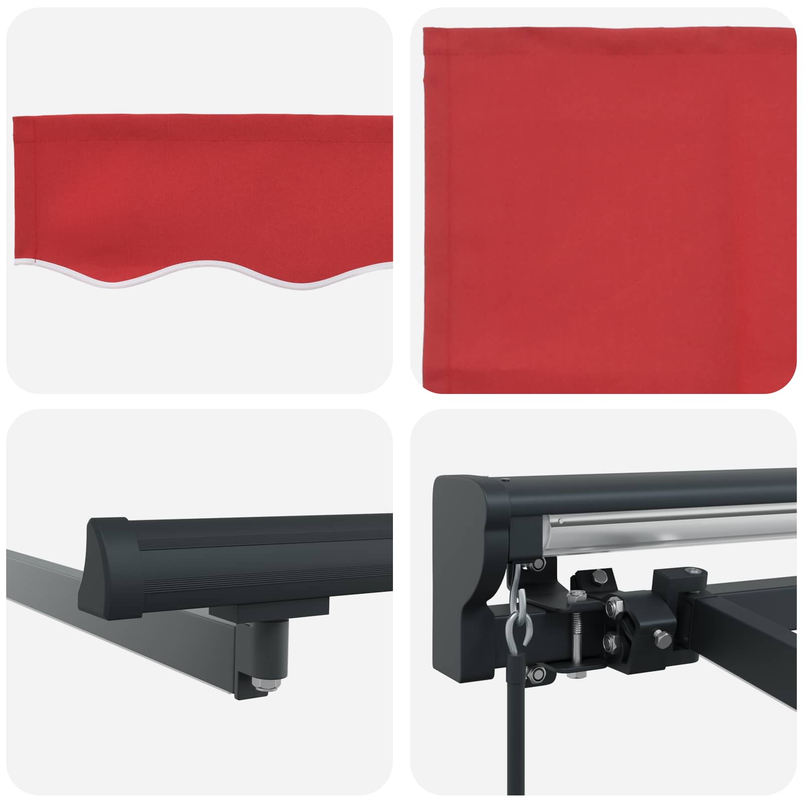 Manueller Markisenrahmen mit LEDs Rot und Anthrazit 3,5 x 2,5 m