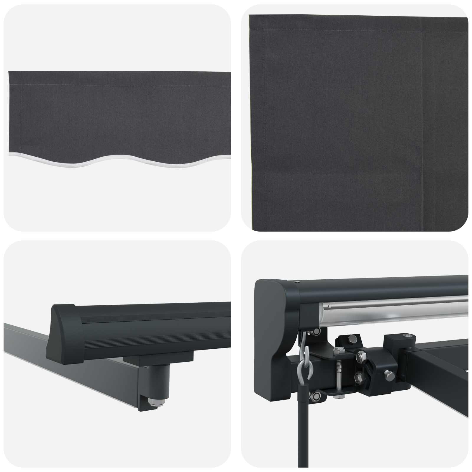 Manueller Markisenrahmen mit LEDs Anthrazit 4,5 x 3,5 m