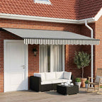 Manueller Markisenrahmen mit LEDs Anthrazit und Weiß 5 x 3 m