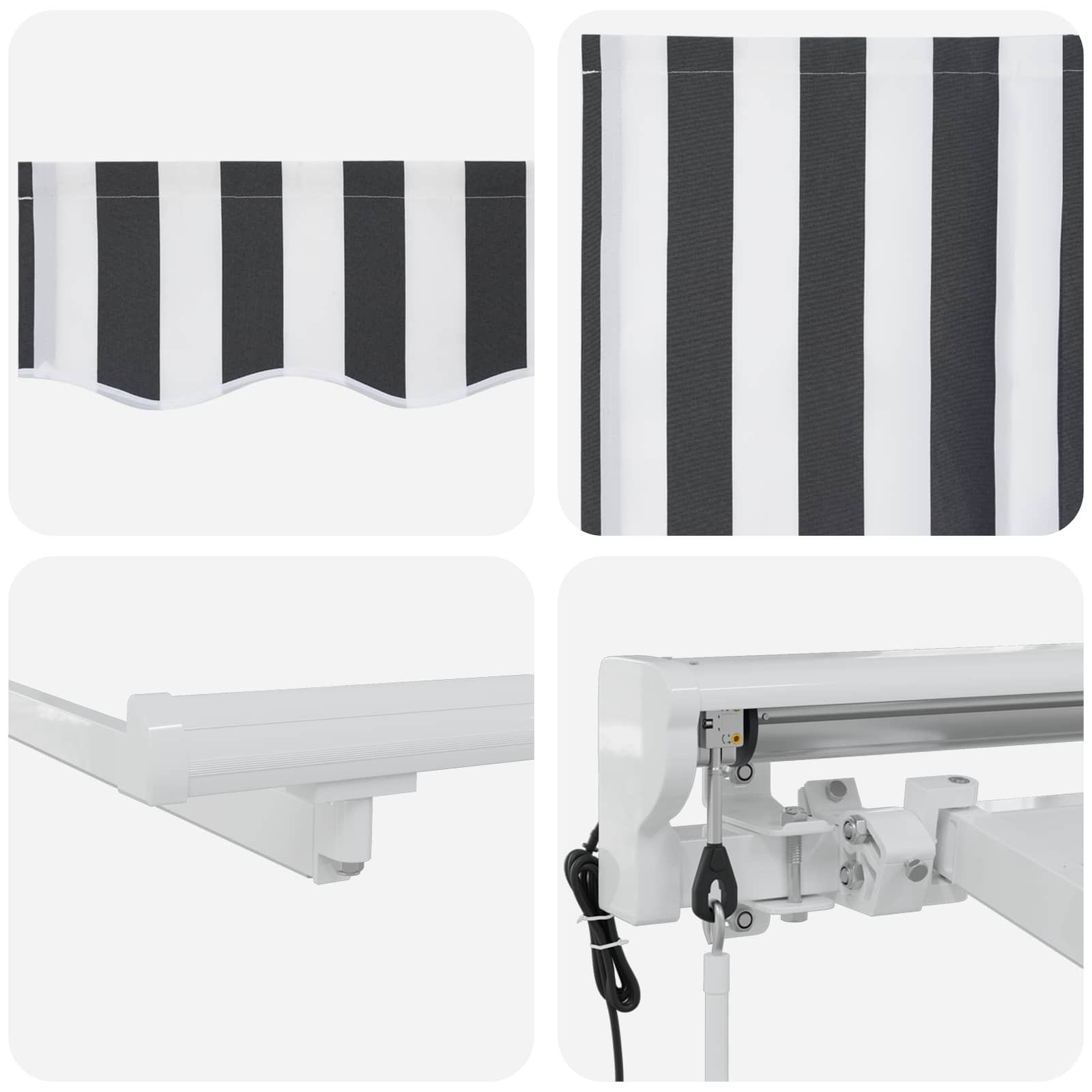 Elektrische ausziehbare Markise Anthrazit und Weiß 3,5 x 2 m