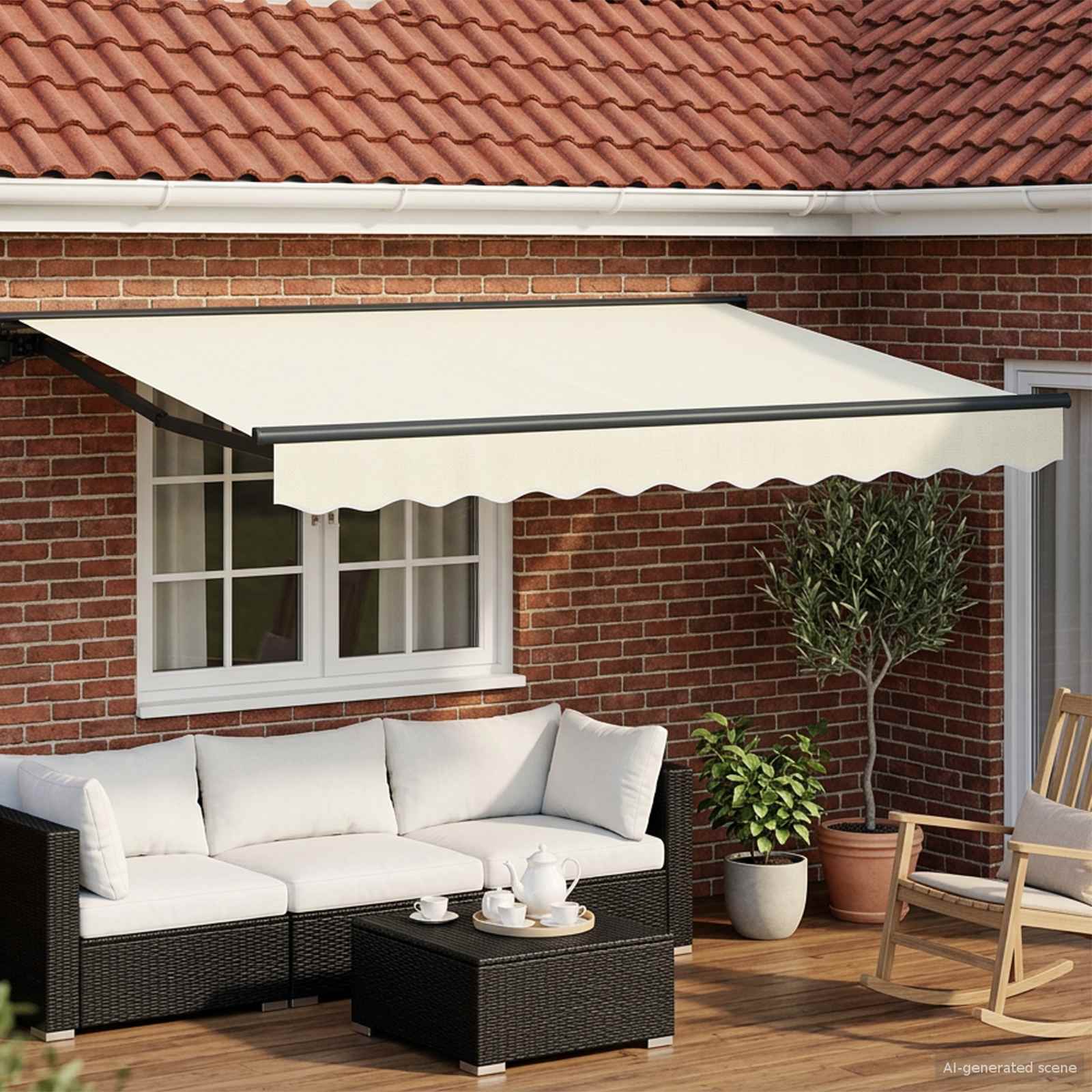 Elektrische ausziehbare Markise Creme und Anthrazit 3 x 2,5 m