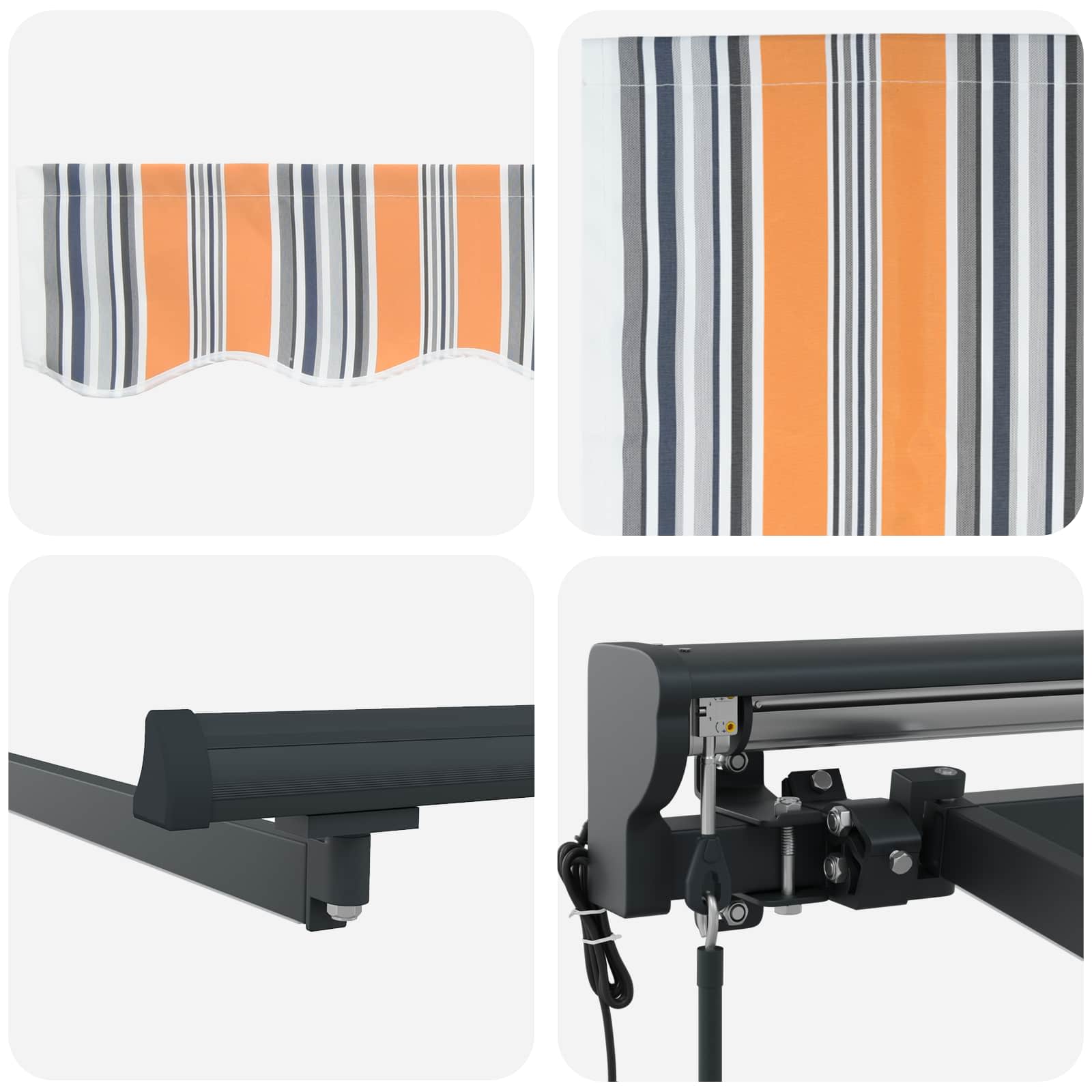 Elektrische ausziehbare Markise Blau, Orange, Anthrazit 4 x 3 m