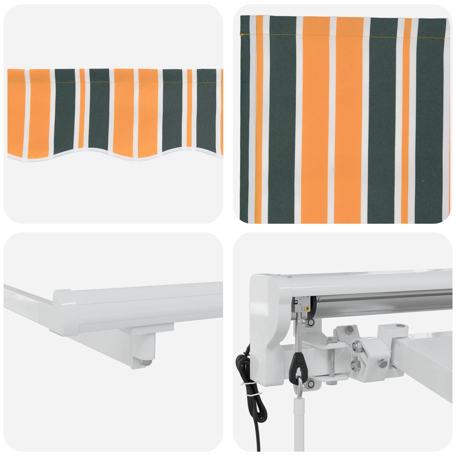 Elektrische ausziehbare Markise Grün, Gelb, Weiß 4,5 x 3,5 m