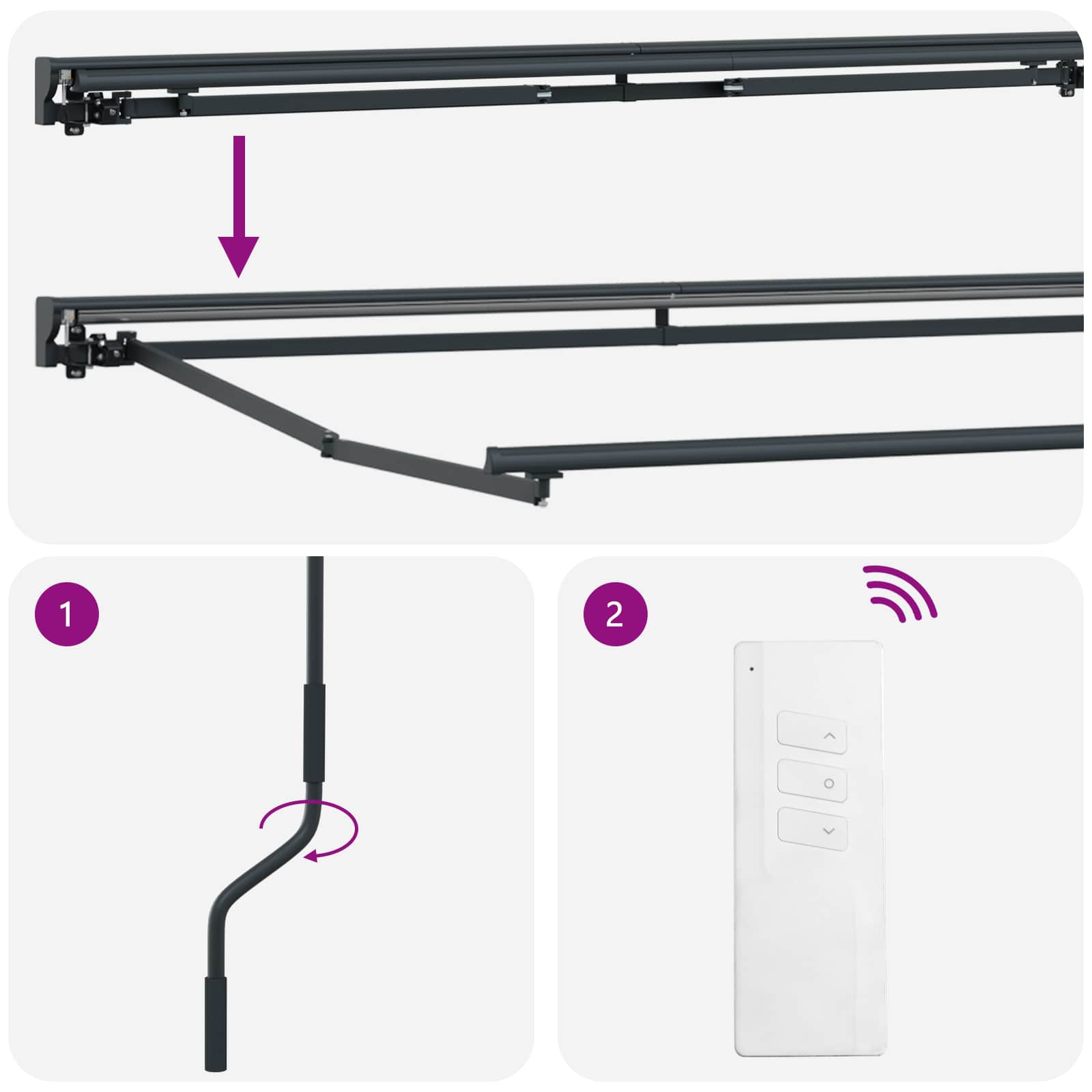Elektrische ausziehbare Markise Gelb, Weiß, Anthrazit 3,5 x 2 m