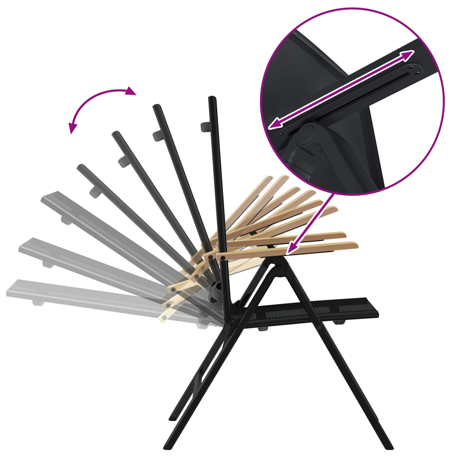 Liegestühle für den Garten 2 pcs Schwarz 58 x 73 x 111,5 cm