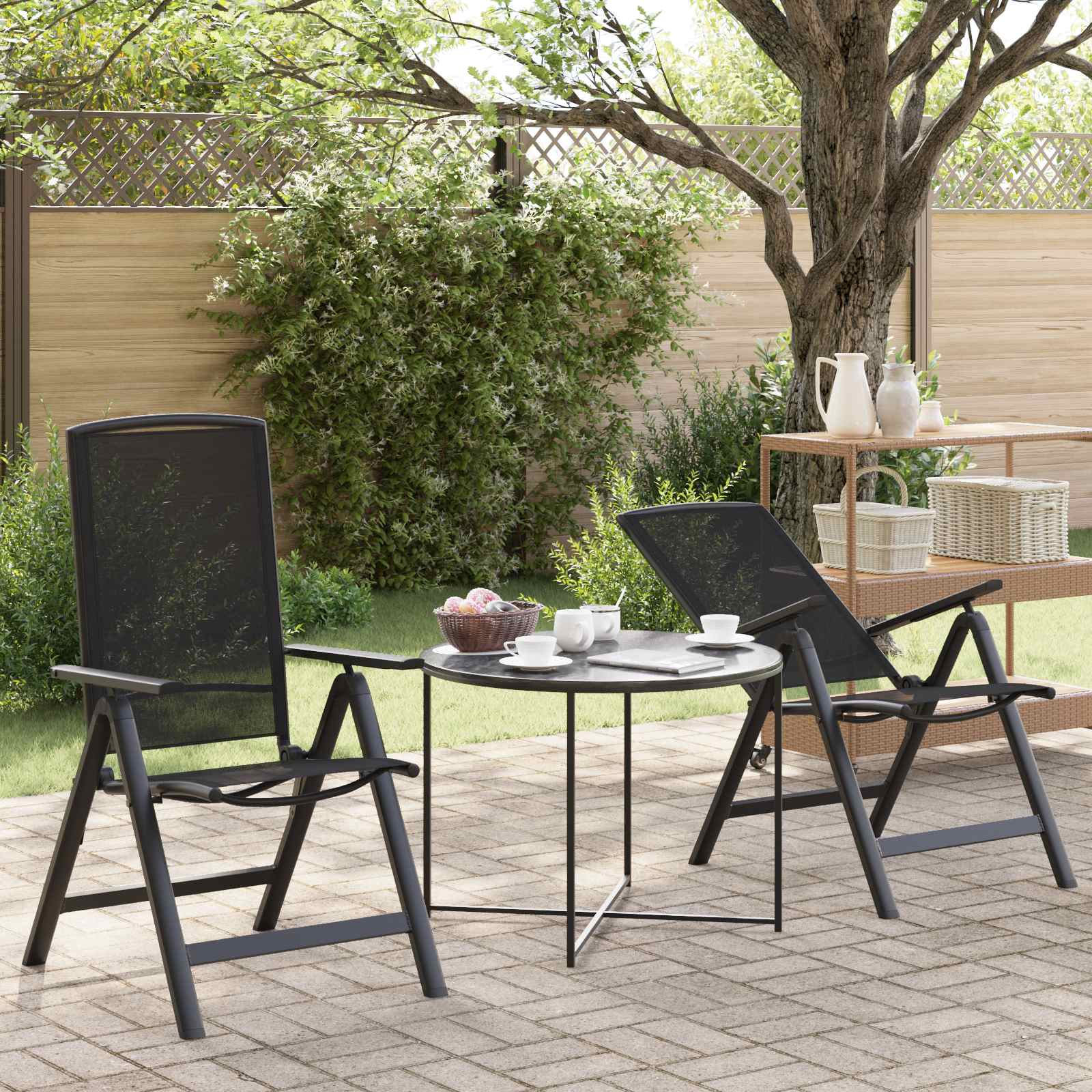 Liegestühle für den Garten 2 pcs Schwarz 58 x 71 x 112 cm