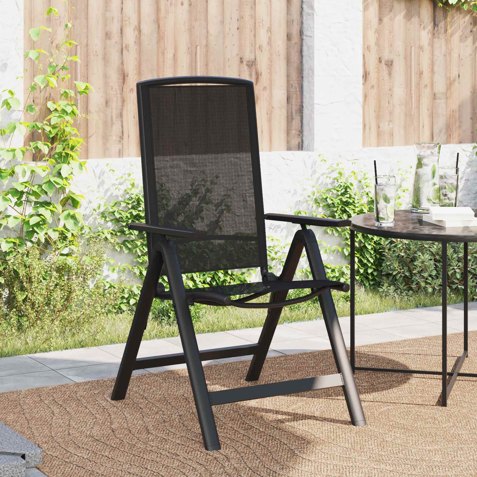 Liegestühle für den Garten 2 pcs Schwarz 58 x 71 x 112 cm