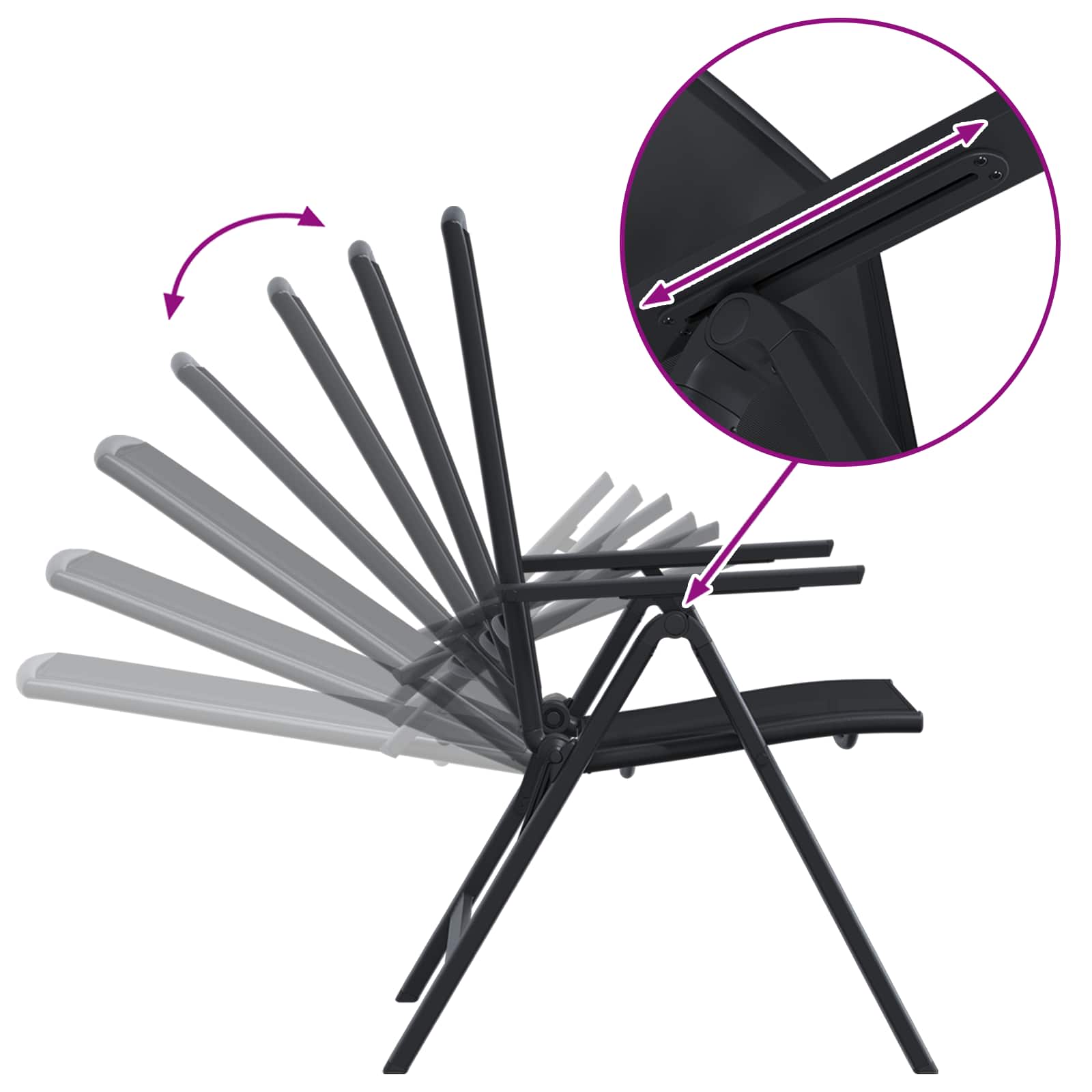 Liegestühle für den Garten 2 pcs Schwarz 58 x 71 x 112 cm
