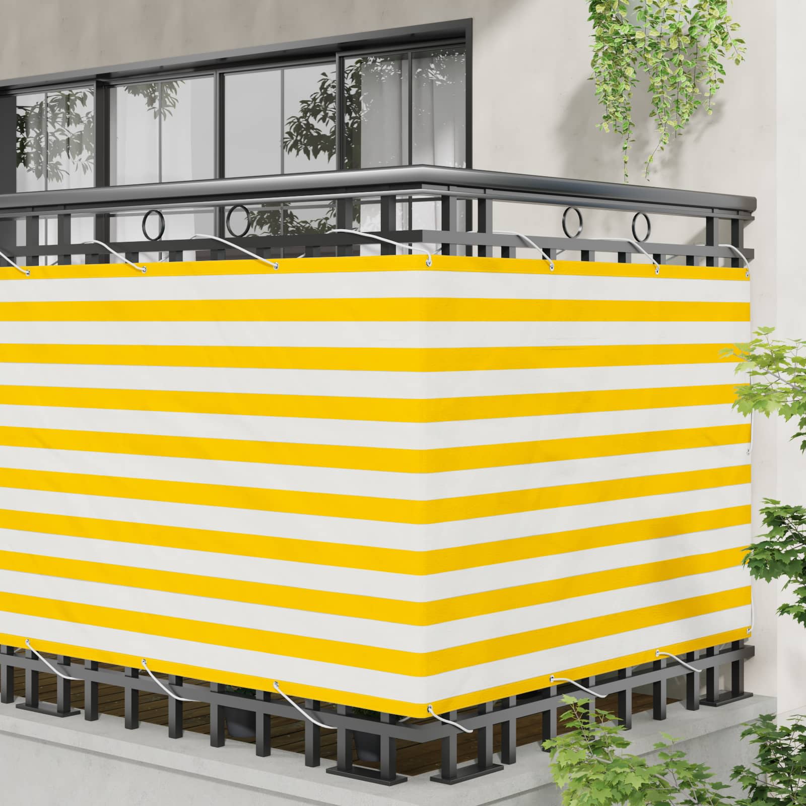Balkonsichtschutz Gelb und Weiß 110 x 200 cm Oxford-Stoff