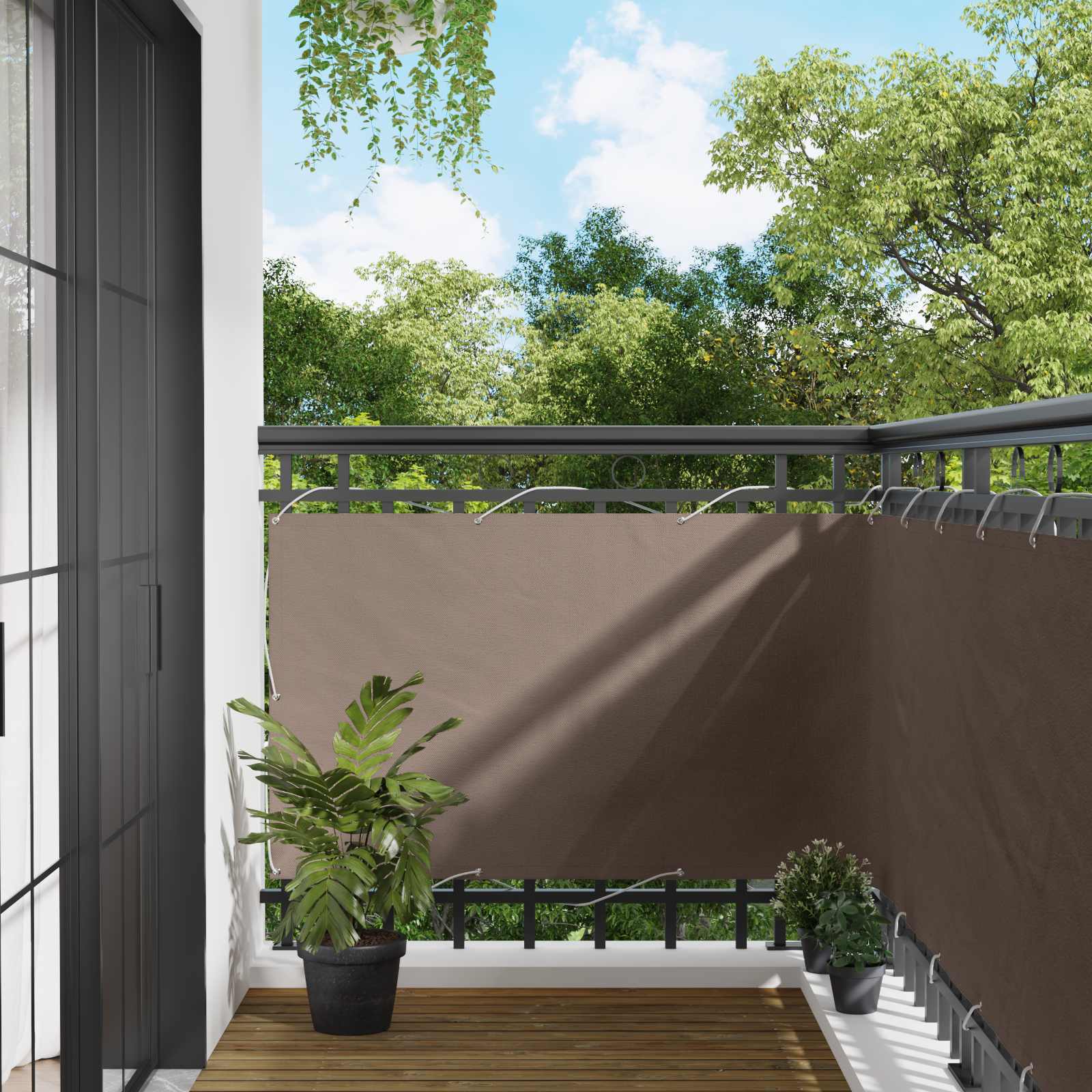 Balkonsichtschutz Taupe 100 x 400 cm Oxford-Stoff