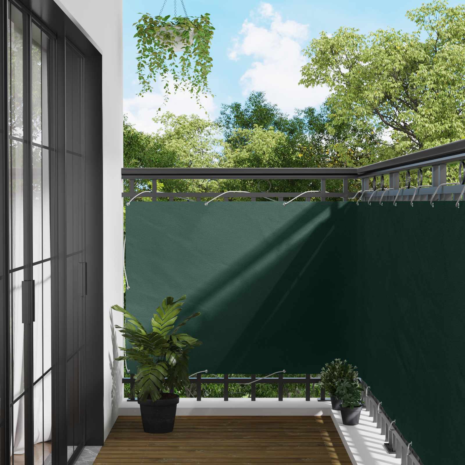Balkonsichtschutz Dunkelgrün 110 x 400 cm Oxford-Stoff