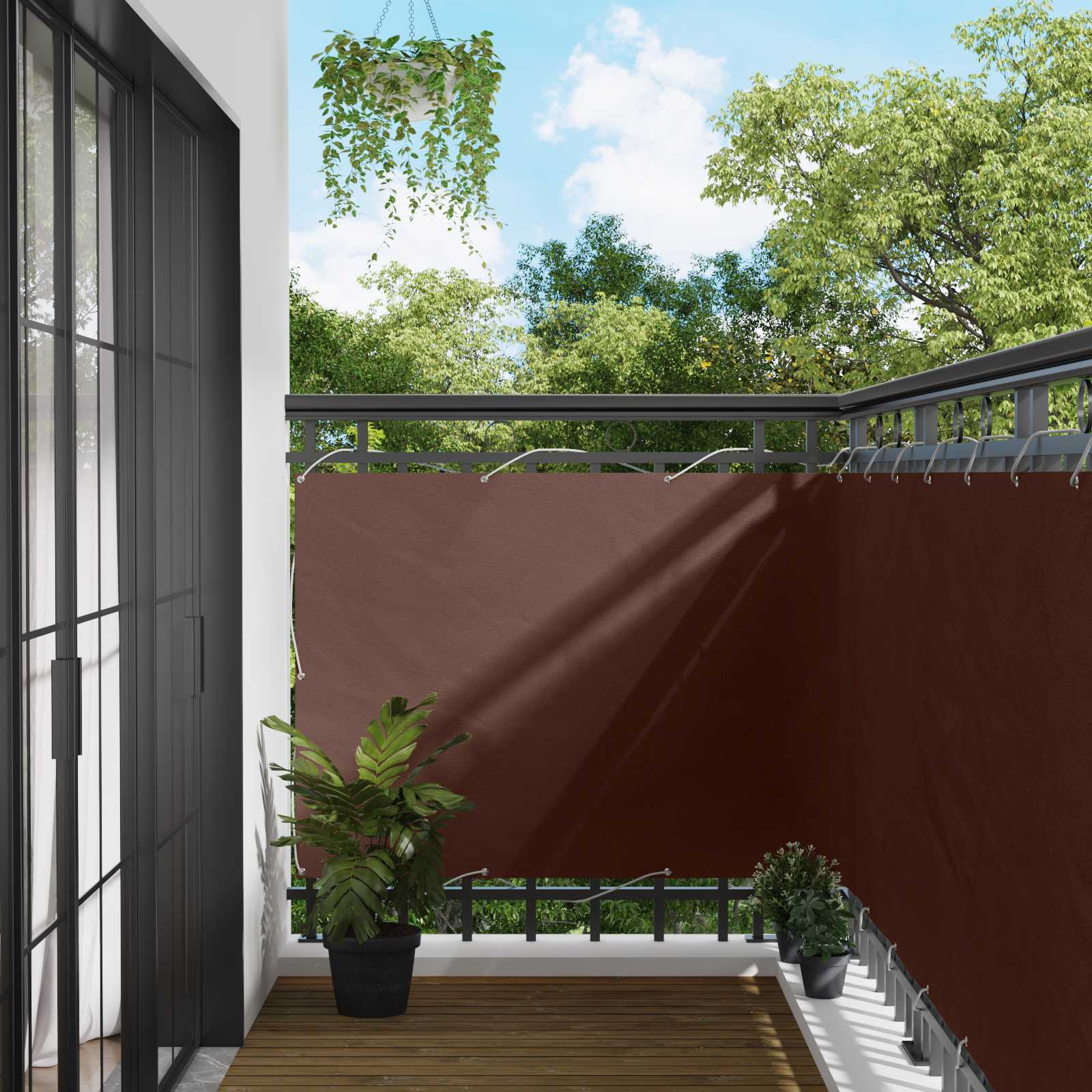 Balkonsichtschutz Braun 110 x 800 cm Oxford-Stoff