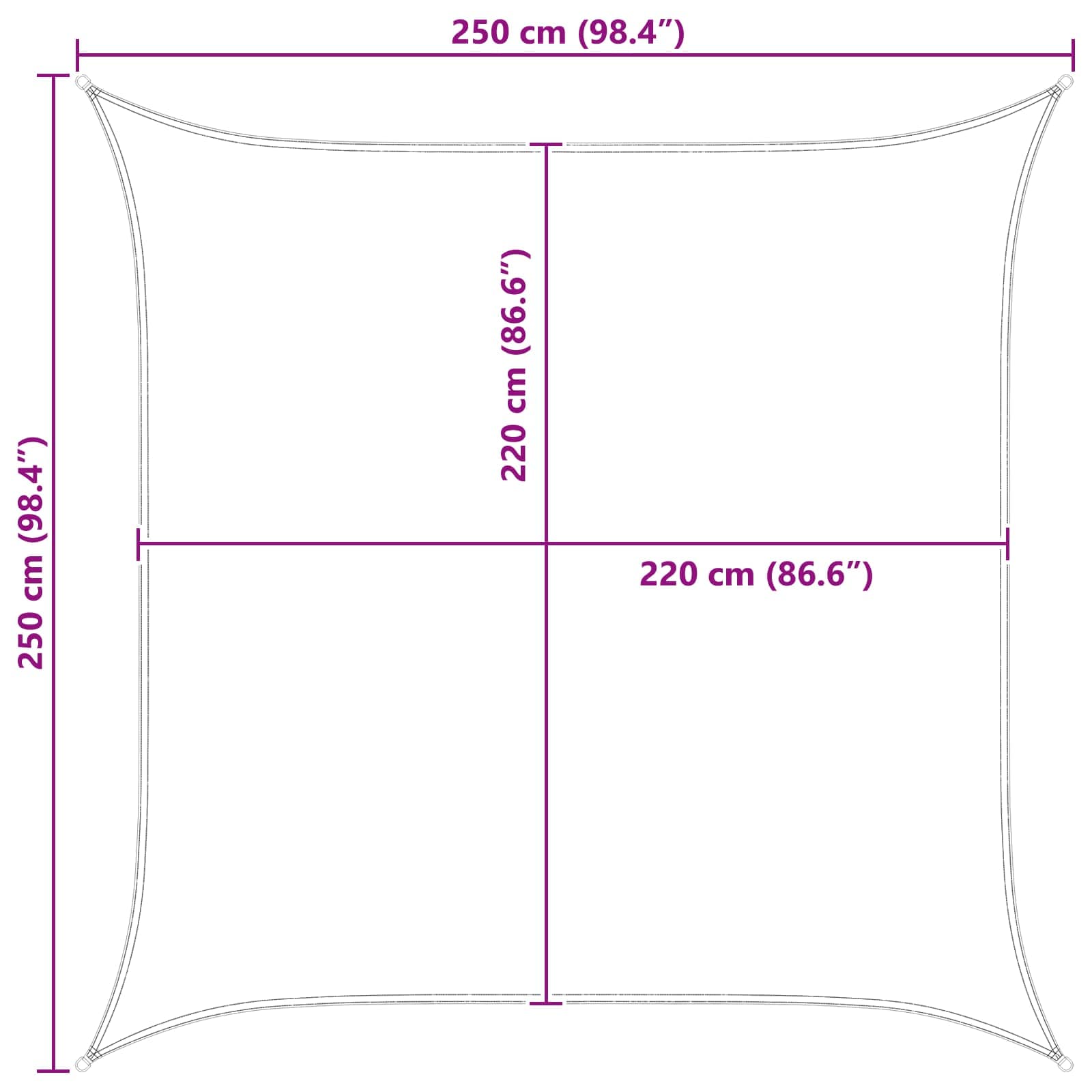 Sonnensegel Hellgrau und Weiß 2,5 x 2,5 m