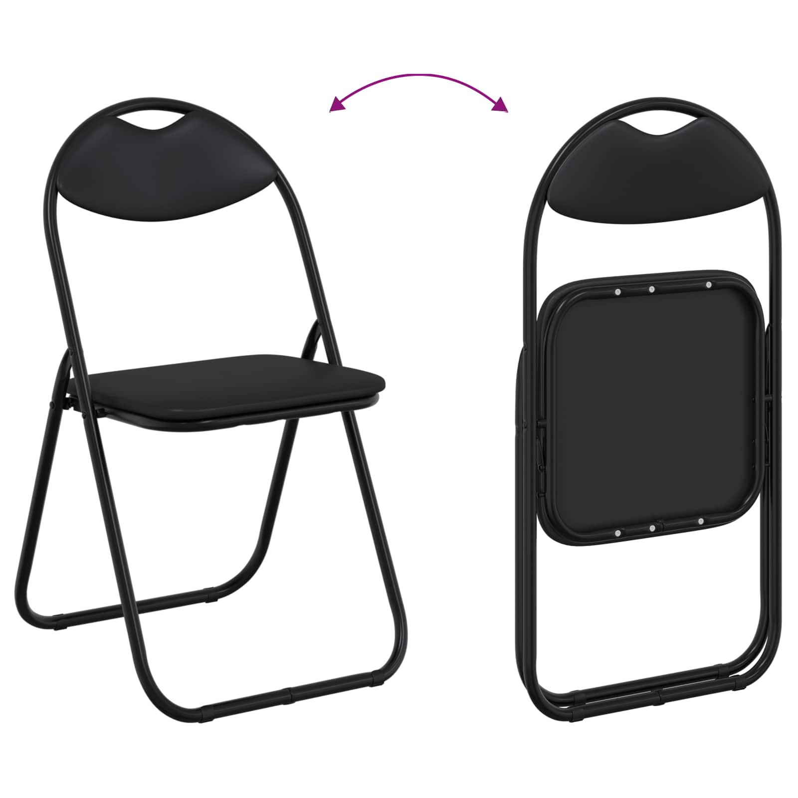 Klappstuhl 2 pcs Schwarz 48 x 43,5 x 81 cm Kunstleder
