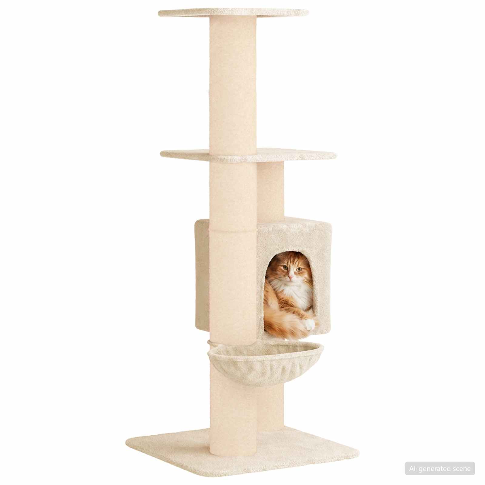 Katzennbaum mit Sisal-Kratzsäulen Creme 137 cm