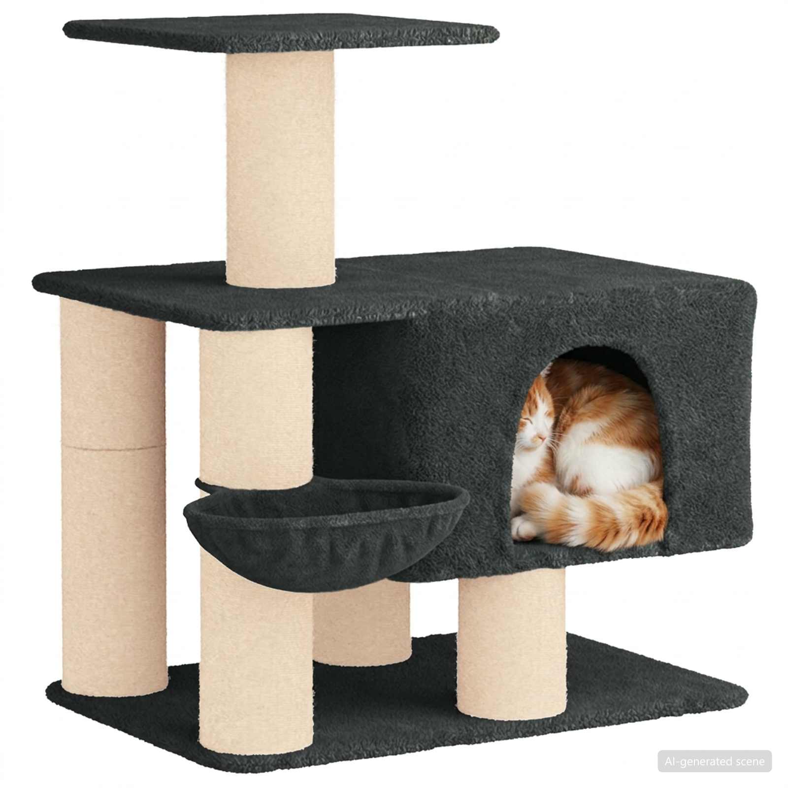 Katzennbaum mit Sisal-Kratzsäulen Dunkelgrau 96 cm