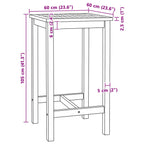 Bartisch Natur 60 x 60 x 105 cm Massiv-Teak