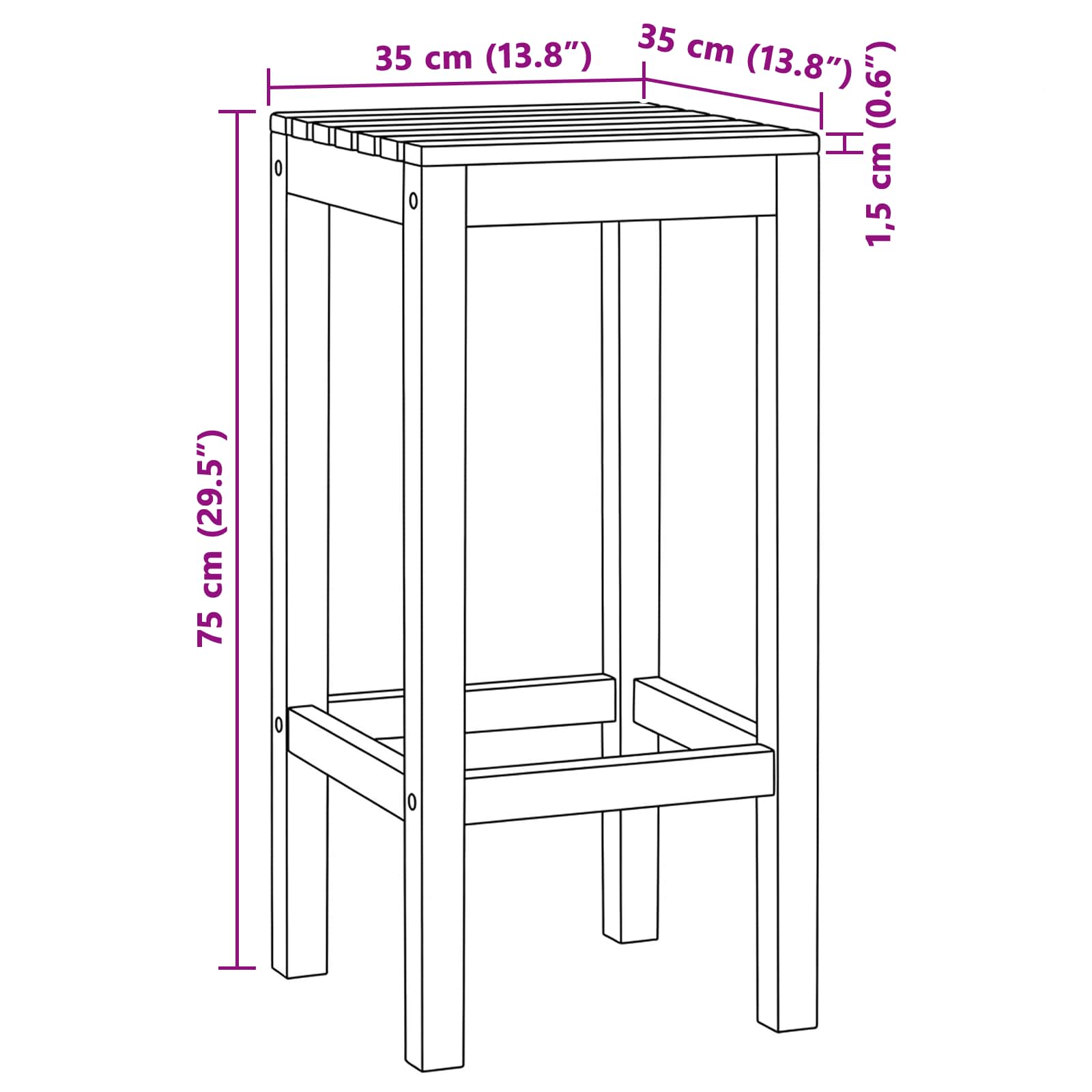 Barhocker 2 pcs Braun Massivholz Teak