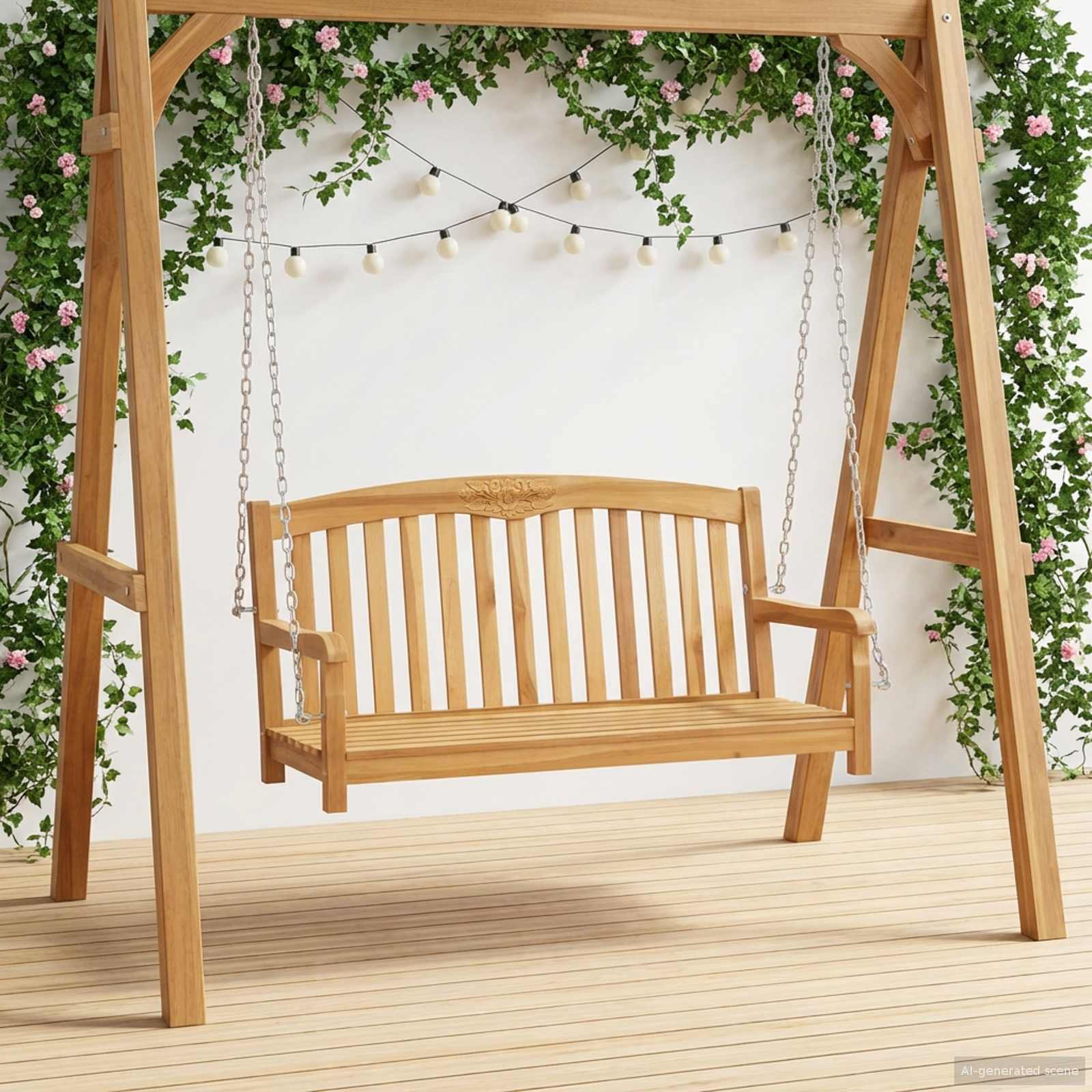 Schaukelbank Natur 114 x 61 x 61,5 cm Massivholz Teak