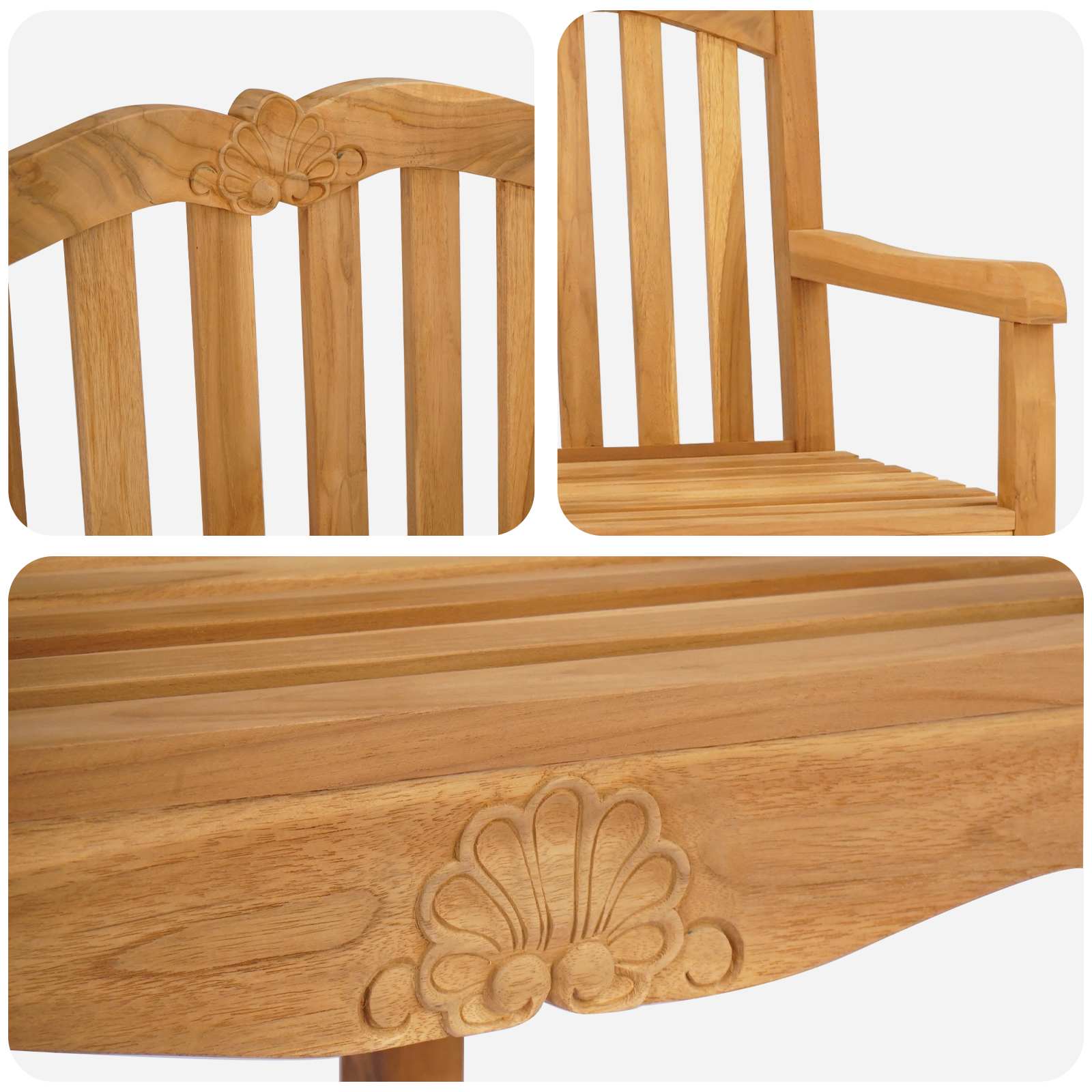 Gartenstuhl 2 pcs Natur 58 x 60 x 93 cm Massivholz Teak