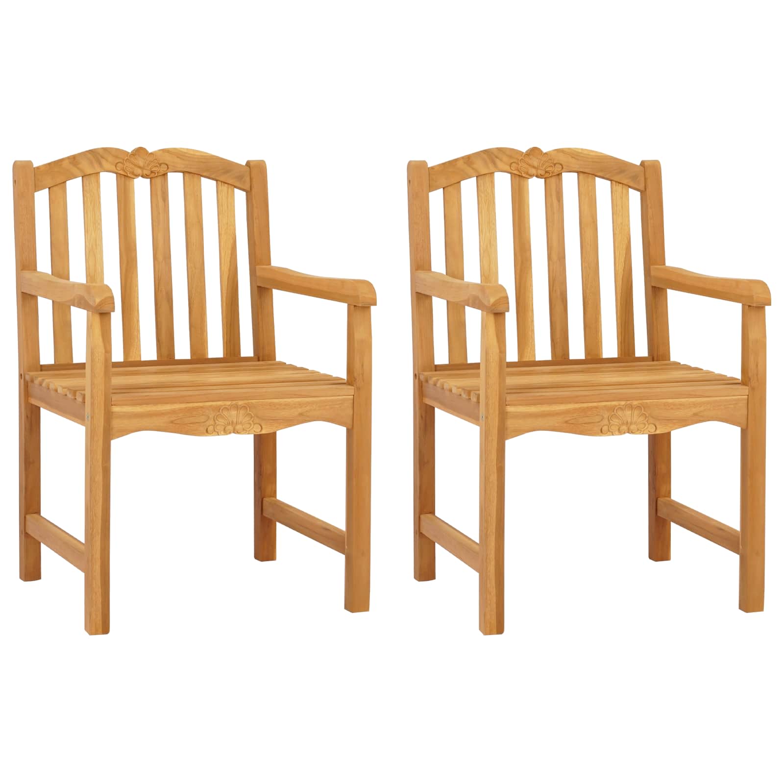 Gartenstuhl 2 pcs Natur 58 x 60 x 93 cm Massivholz Teak