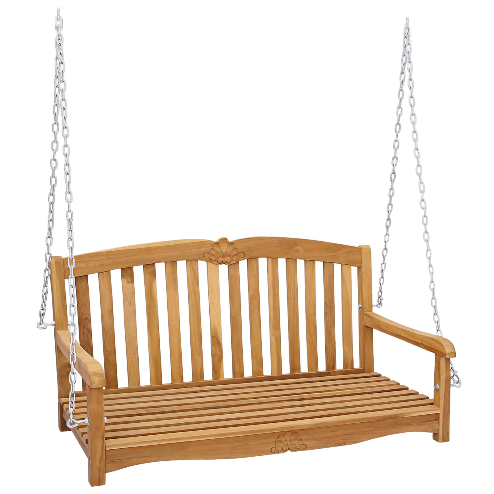 Schaukelbank Natur 114 x 60 x 60,5 cm Massivholz Teak