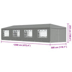 Party-Zelt 1200 x 300 x 255 cm Hellgrau PE und Stahl