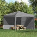 Party Zelt Seitenteil 2 pcs Hellgrau 400 x 195 cm PE und Stahl