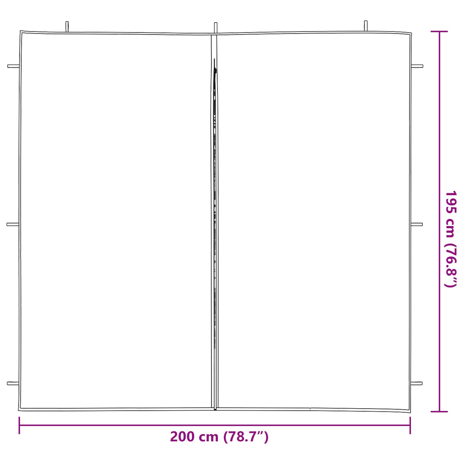 Party Zelt Seitenteil 2 pcs Anthrazit 200 x 195 cm PE und Stahl