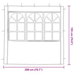 Party Zelt Seitenteil 2 pcs 200 x 195 cm Grün PE und Stahl