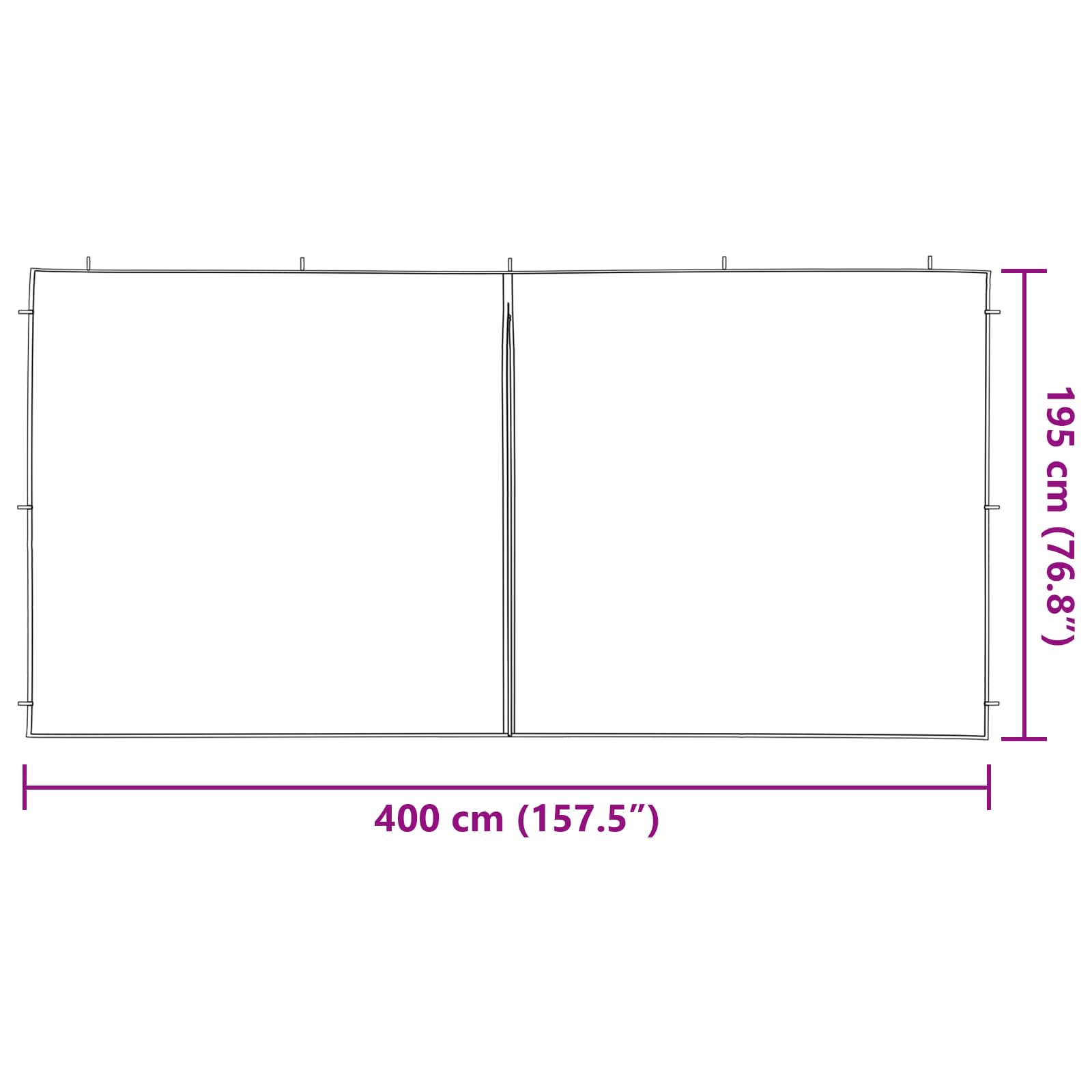 Party Zelt Seitenteil 2 pcs Grün 400 x 195 cm PE und Stahl