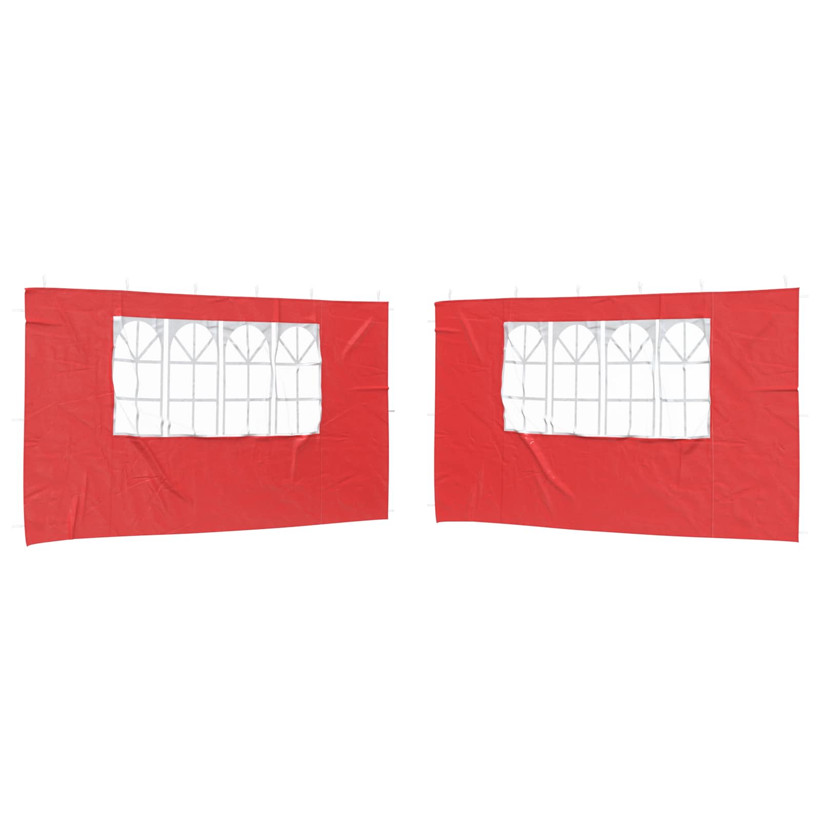 Party Zelt Seitenteil 2 pcs 400 x 195 cm Rot PE und Stahl
