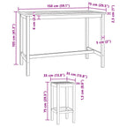 Outdoor Bar Set 7 pcs Unbehandelt Massivholz Teak